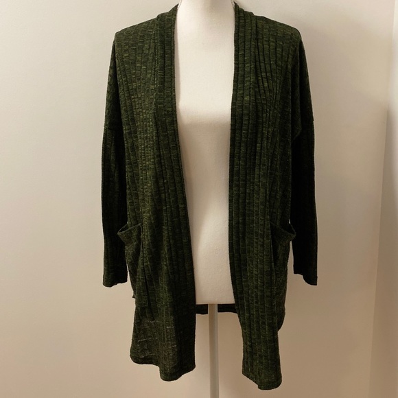 bobeau Sweaters - Long Sleeved Open Front Cardigan with Pocket-Small